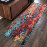 Nourison Celestial CES08 Machine Made Power-loomed Borderless Design Indoor Only Modern  Rug Atlantic, Blue and Red 100% Polypropylene 99446769800