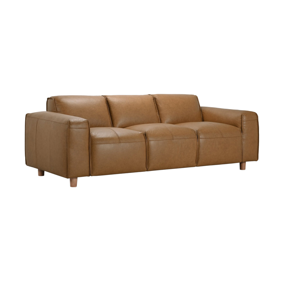 Porter Designs Porter Nerio Top-grain Leather Sofa In Luxurious Camel Brown - Modern Design & Comfort For Living Spaces Brown Leather 02-204-01-6587