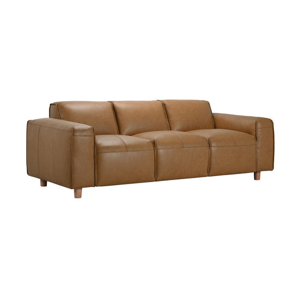 Porter Designs Porter Nerio Top-grain Leather Sofa In Luxurious Camel Brown - Modern Design & Comfort For Living Spaces Brown Leather 02-204-01-6587