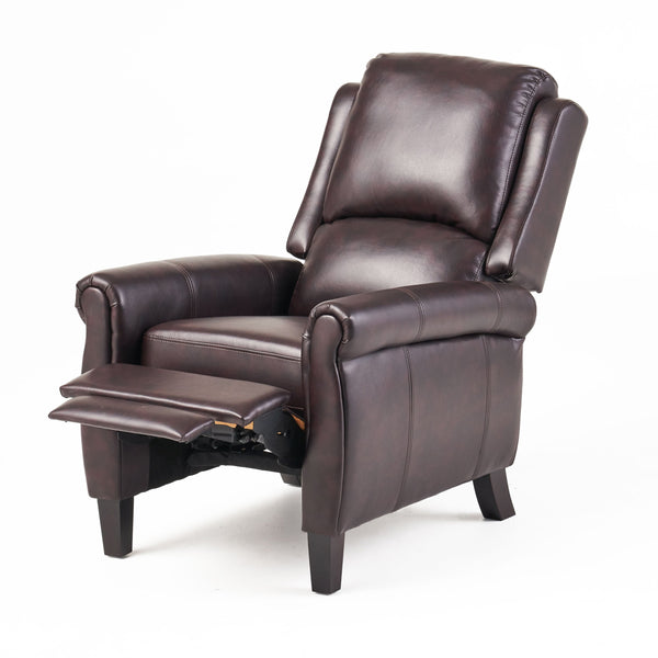 English Elm Christopher Knight Home® - Fabric Burgundy Recliner Chair Mid-Century PU Leather Pushback Sofa with Tufted Cushion, Compact Comfort 57574.00BDY