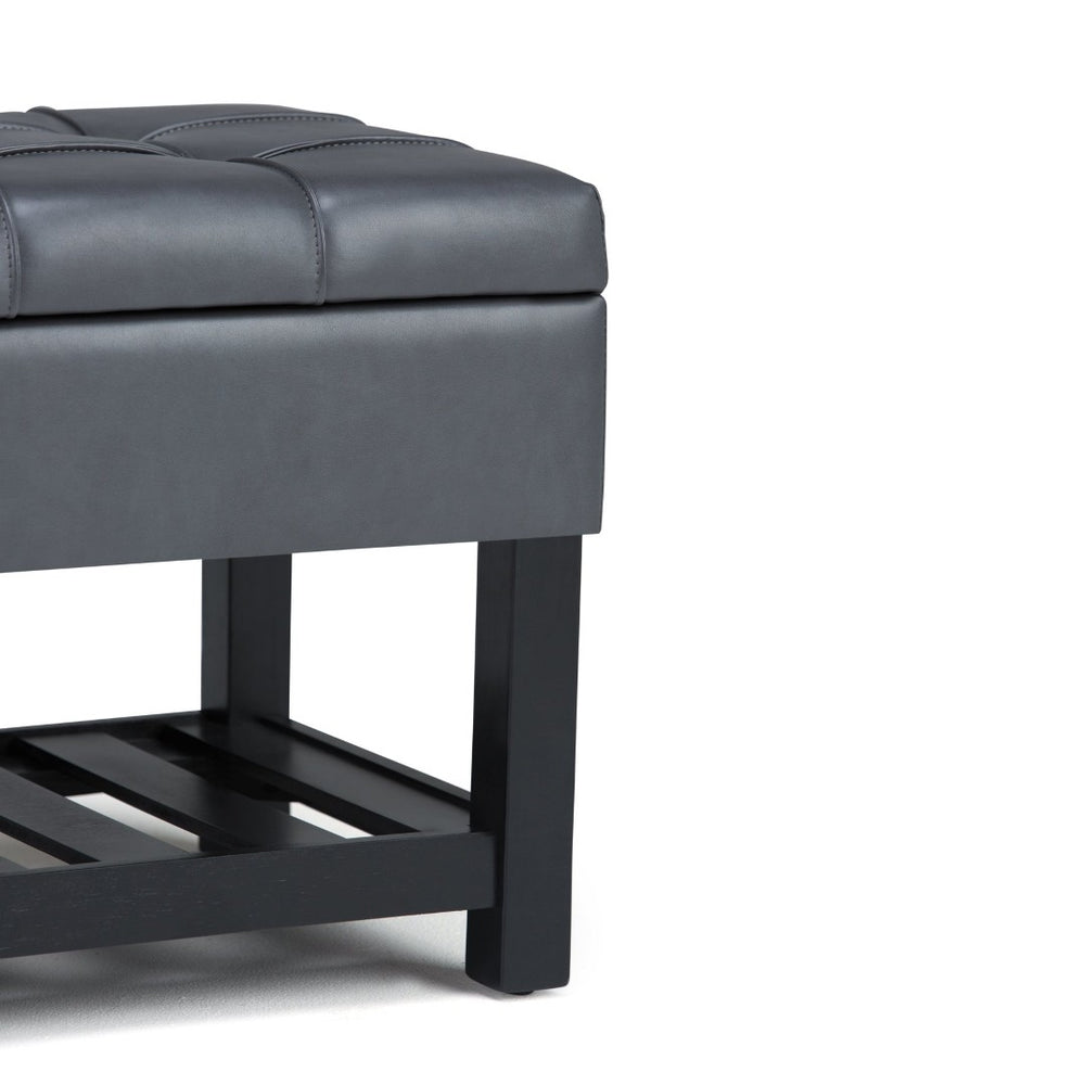 English Elm Saxon Storage Ottoman Bench - Versatile Stone Grey Faux Leather With Hidden Storage & Seating Solutions B136P159131-GIGA