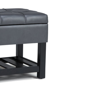 English Elm Saxon Storage Ottoman Bench - Versatile Stone Grey Faux Leather With Hidden Storage & Seating Solutions B136P159131-GIGA