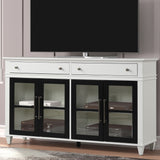 Parker House Domino 68 In. 2 Drawers and 4 Doors Console Cottage White/Black Poplar Solids DOM#68