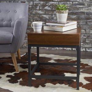 English Elm Christopher Knight Home® - STORAGE Dark Oak Side Table with Industrial Metal Frame, Sustainable Acacia Wood, Compact 22"H x 20"W 61360.00