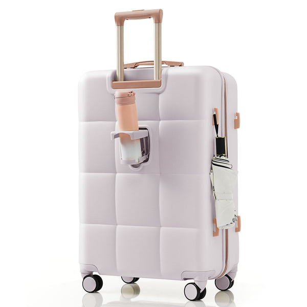 English Elm Luggage Set of 3 Abs Hard Shell Suitcases with Spinner Wheels and Built in Cup Holder Light Grey N726P296016D