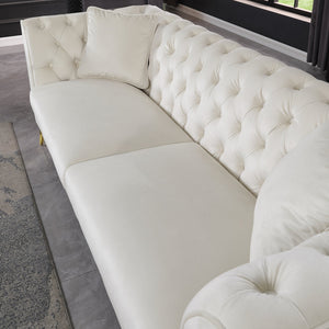 English Elm 102 Inch Linen Modular Sectional Sofa with Hidden Storage and Cloud Cushion Comfort Beige W1099S00172