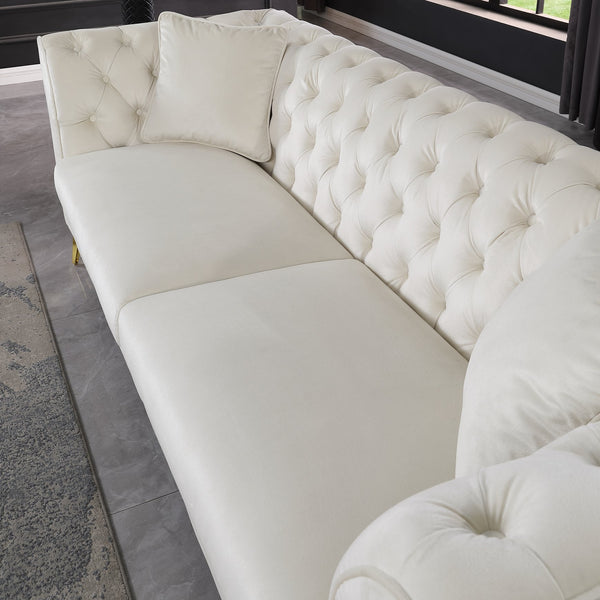 English Elm 102 Inch Linen Modular Sectional Sofa with Hidden Storage and Cloud Cushion Comfort Beige W1099S00172