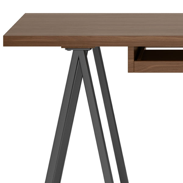 English Elm Sawhorse - Handcrafted Walnut Veneer Desk With Metal Supports For Home Office, Gaming & More B136P159593-GIGA