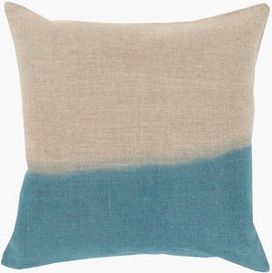 Surya Dip Dyed Linen Throw Pillow Handcrafted Gradient Coastal Accent for Sofa or Bed DD010-2222