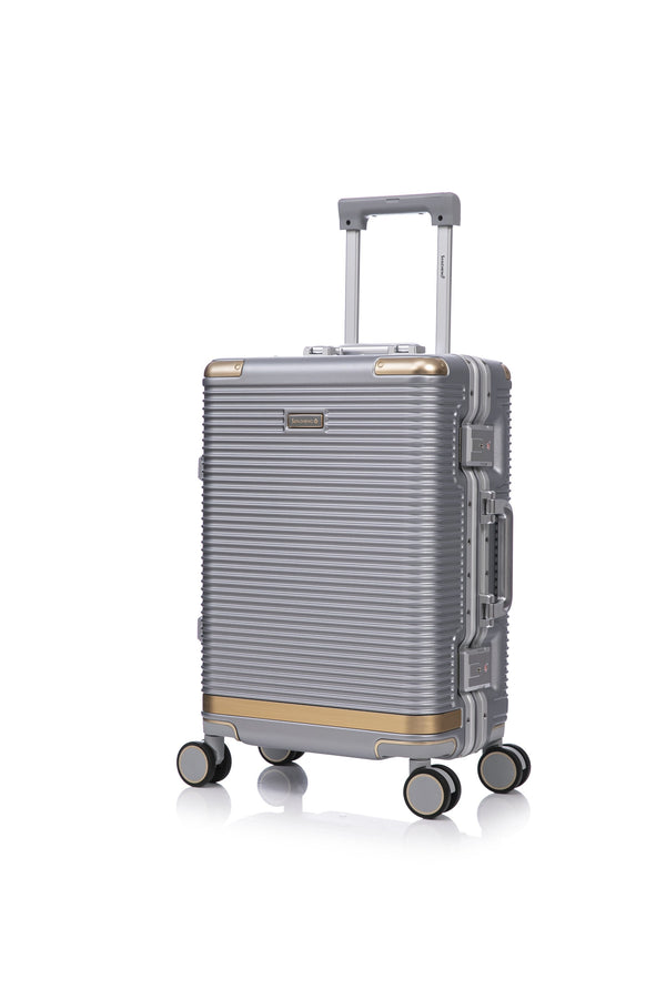 English Elm Luggage Set 3 Piece Polycarbonate Aluminum Frame Hard Shell Travel Suitcases with Lock Silver T3292P361540