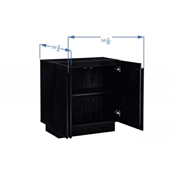 English Elm Mid-Century wooden sideboard buffet with arched doors and rounded edges, spacious storage, durable craftsmanship nurturing warmth Black 33 L x 19 W x 29 H B011P367183