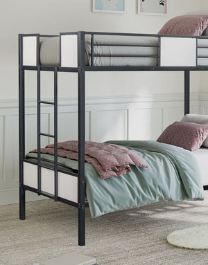 English Elm Twin Arch Slat Bunk Bed with Patented Insert & Lock Joint System — Sturdy Transitional Style, Space-Saving Design Black 79 L x 15 W x 9 H B2741P347307