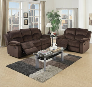 English Elm Modern Reclining Sofa and Loveseat Set Chocolate Suede Tufted Living Room Duo B011S02398
