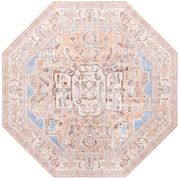 Unique Loom Timeless Judas Machine Made Medallion Rug Blue, Beige/Ivory 7' 7" x 7' 7"