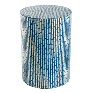 English Elm 14x14x20" Capiz Shell Inlay Pedestal Stool Coastal Bohemian Accent Side Table W2078P487474