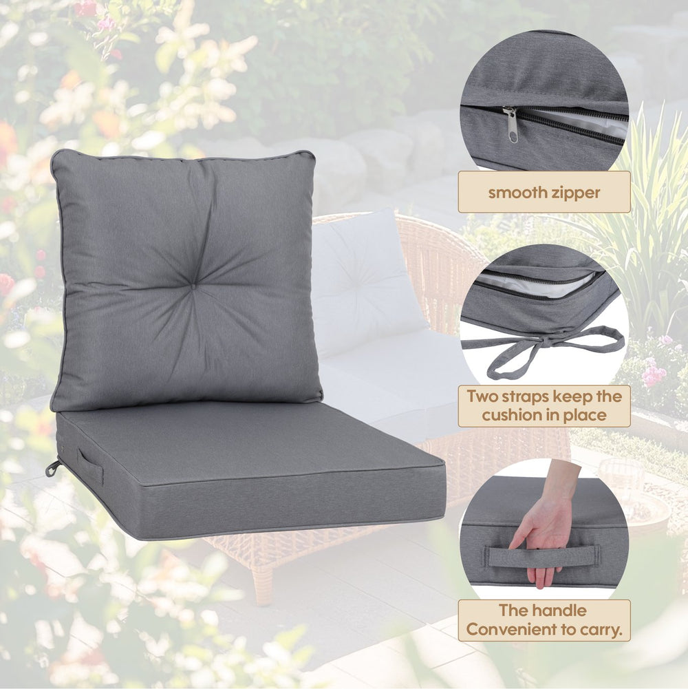 English Elm Outdoor Deep Seat Cushions for Patio Furniture Waterproof Replacement Chair Cushions Set of 2 17x15x16 Durable Comfort Grey W419P290491