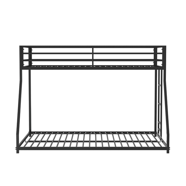 English Elm Contemporary Twin-Over-Full Metal Bunk Bed with Attached Ladder, Durable Industrial Frame, Guest-Ready Design Matte Black 81 L x 15 W x 7 H B2741P391246