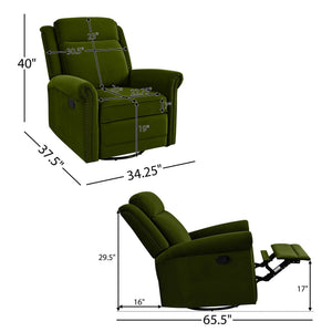 English Elm Christopher Knight Home® - 360° Swivel Recliner Plush Velvet Manual Rocker with Infinite Recline Support for Living Room Comfort Green N763P202666E