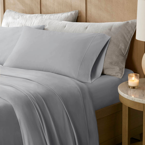 English Elm 4-piece Queen Nylon Spandex Sheet Set Moisture Wicking Stretch Fabric for Hot Sleepers Grey B035P408289