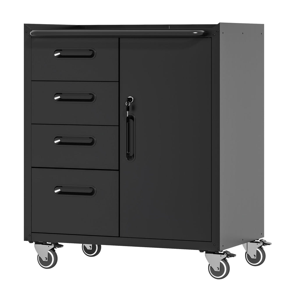 English Elm Sturdy Rolling Steel Tool Cabinet with Locking Drawers for Garage Workshop Use T2398P223007