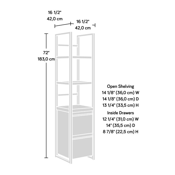 English Elm Narrow Bookcase - Stylish Brown Oak Finish With Locking Drawers For Secure Storage In Small Spaces B356P367966