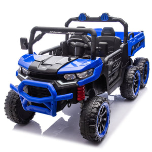 English Elm 24v Two Seat Kids Electric Dump Truck Six Wheel 4wd Utv with Parental Remote Blue W1578P268993