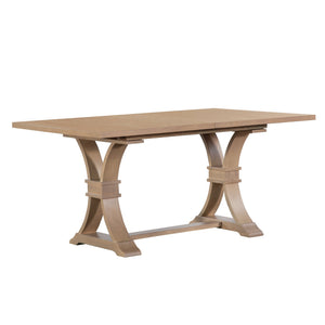 English Elm 63.00"-78.75" Extendable Farmhouse Dining Table Rubberwood X-frame Base Seats Eight Light Natural N771P347924A_N771P347925A