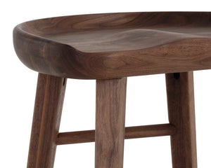 Sunpan Dominic Counter Stool - Solid Oak Craftsmanship with Sculpted Seat for Elegant Modern Spaces Walnut