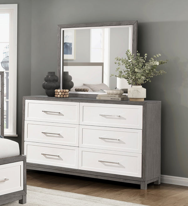 English Elm Six Drawer Transitional Dresser with Dovetail Joints Polished Hardware Bedroom Storage B011P290770