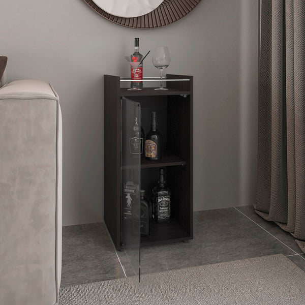 English Elm Theba Modern Minibar Cabinet with 2 Doors & Open Shelf, Compact Black MDF Storage for Small Spaces B070P337131