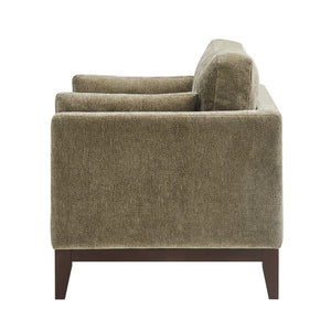English Elm Chalco Mid-century Accent Chair Walnut Legs Polyester Upholstery Deep Foam Cushions Green B050P429147