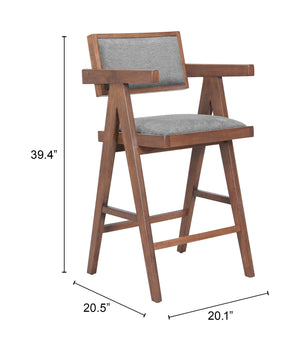 Zuo Modern Delhi Counter Stool Set Of 2 In Gray & Walnut – Stylish Modern Design For Chic Home Décor Gray 100% Polyester,Rubberwood 110493-zuo-modern