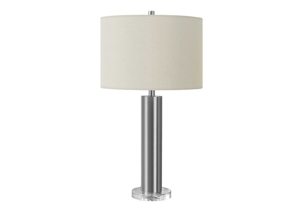 English Elm Lighting, Textured Resin Globe Table Lamp with Ivory Drum Shade, 19" Height, 3-Way Dimmer Elegance Silver 16 L x 16 W x 17 H B2710P220114