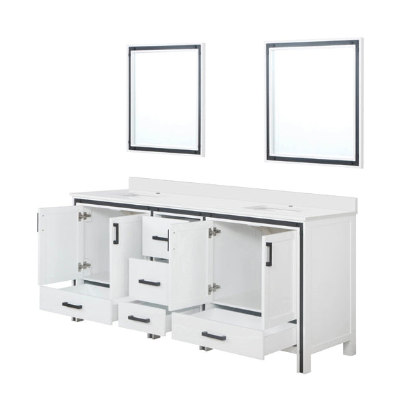 English Elm White Double Bath Vanity With Cultured Marble Top & Mirrors – Stylish Storage For Any Bathroom B2731S00939-GIGA