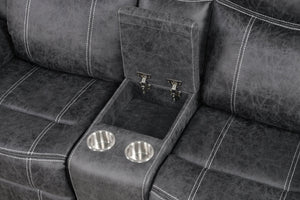 English Elm Zubaida Dark Gray Microfiber Power Motion Loveseat w/USB, Console & Cup Holders, Pocket Coil Comfort B2726P283802