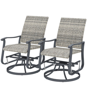 English Elm Outsunny Pe Wicker Swivel Glider Patio Chairs Set of 2 with High Back Steel Frame W2225P485597