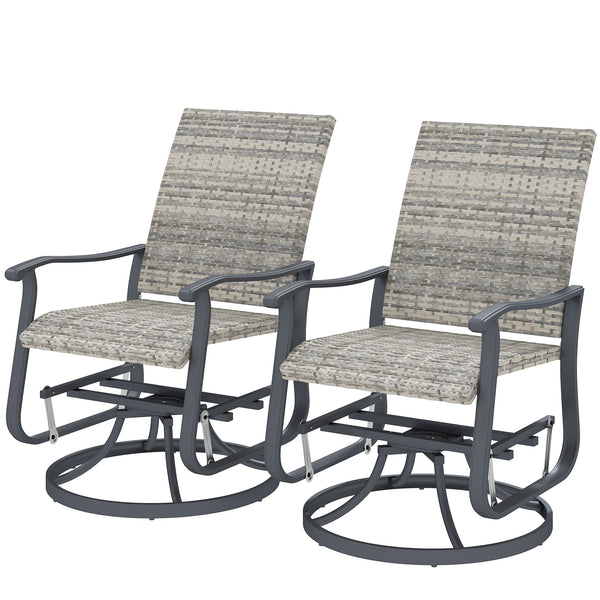 English Elm Outsunny Pe Wicker Swivel Glider Patio Chairs Set of 2 with High Back Steel Frame W2225P485597