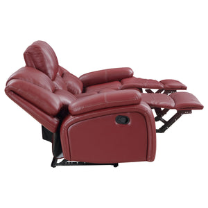 English Elm Elodie Crimson 3-Piece Reclining Sofa Set with Faux Leather, Plush Cushions & Pillowtop Arms B062S01124