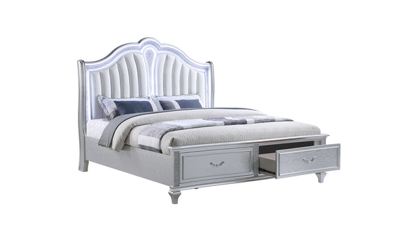 English Elm Mystic 4-Piece Contemporary Upholstered Led Bedroom Set With Crystal Accents & Storage Solutions B009S01675