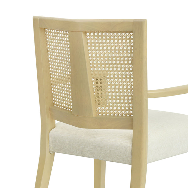 English Elm Christopher Knight Home® - ARM Mid-Century Dining Chair with Rattan Back & Upholstered Foam Seat, Solid Rubberwood Frame Beige,Natural Ash N771P254005A