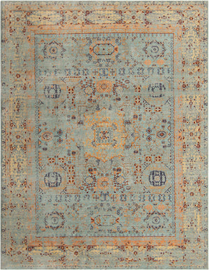 Unique Loom Austin Tremolo Machine Made Border Rug Light Blue, Cream/Gray/Ivory/Light Blue/Peach/Red/Yellow/Gold 9' 0" x 12' 2"