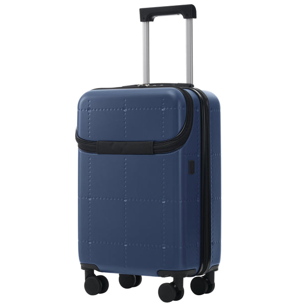 English Elm Luggage 5 Piece Hardside Abs Set with Front Access Carry on and Tsa Spinner Wheels Blue N732P391557C