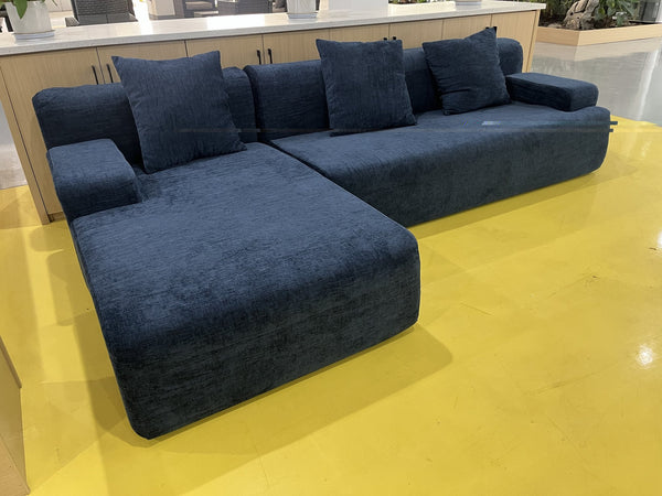 English Elm Cloud boneless sofa with anti-slip base, memory foam deep-seat modular sleeper, storage pocket comfort Dark Blue W861S00014