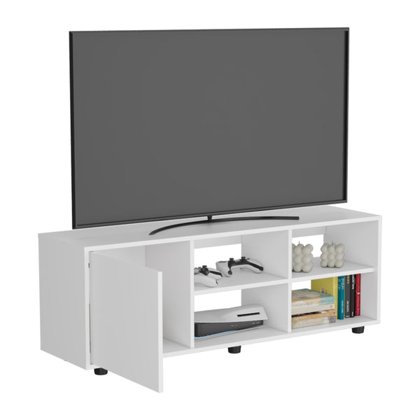 English Elm Adel 51" TV Stand with Cabinet and Four Shelves, Cable Management, Holds Up to 60" TVs, Sleek Design White 53 L x 21 W x 5 H B070P254800