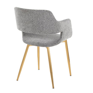 English Elm Margarite Contemporary Dining Chairs Set Of 2 - Elegant Grey Fabric & Gold Metal Accent Chairs B202S01262