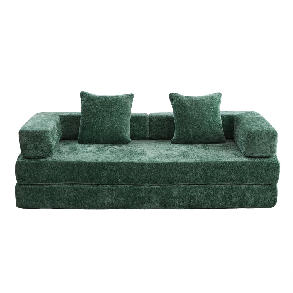 English Elm Floor Couch - Versatile Convertible Futon Sofa Bed With Pillow Back Support, Chenille Comfort & Style W3723P343693
