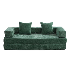 English Elm Floor Couch - Versatile Convertible Futon Sofa Bed With Pillow Back Support, Chenille Comfort & Style W3723P343693
