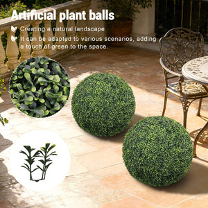English Elm 22.4in Faux Boxwood Topiary Spheres Lush Polyethylene Foliage for Porch or Patio W2945P460786