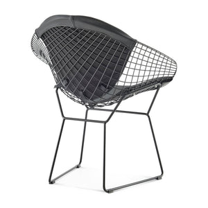 English Elm Diamond Chair Black Frame Modern Iron Wire Design with PU Seat, Multiple Finishes, 28x22x27 Inches B353P366768