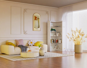 English Elm Corner 5-Tier Bookshelf White MDF – Space-Saving Corner Storage, Sturdy Durable Design for Home Study W3062P289213